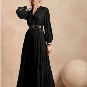 Banana Republic Tiered Maxi Dress with Black Slip XS